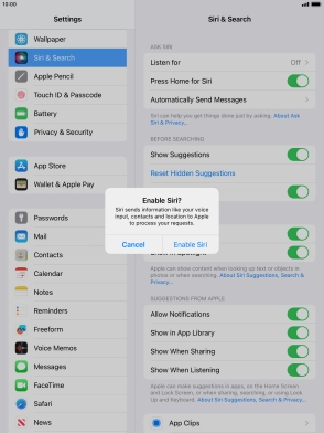 Press Enable Siri. Press Enable Siri.
