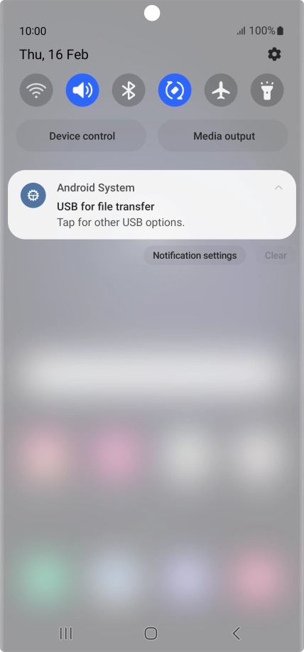 Press Tap for other USB options..