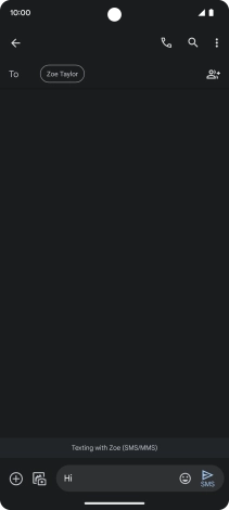 Press the send icon when you've finished your text message.
