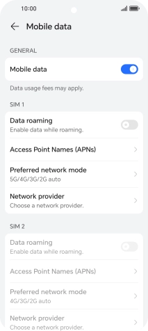 Press Access Point Names (APNs).