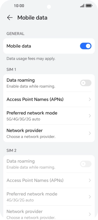 Press Access Point Names (APNs).