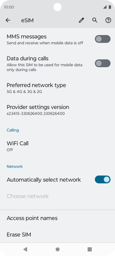 Press Erase SIM and follow the instructions on the screen to delete your eSIM.
