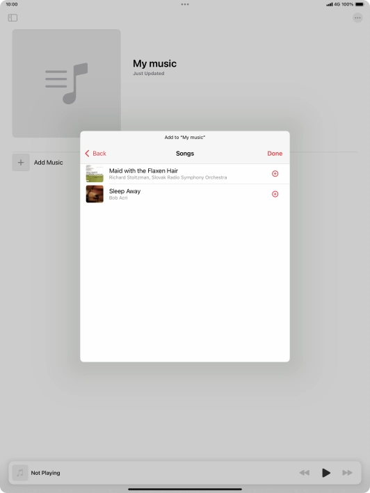 Go to the required category and press the add icon next to the required audio file.