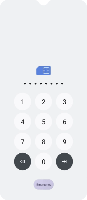 Key in the PUK and press the confirm icon.