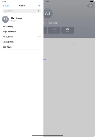Press the required contact. Press the required contact.