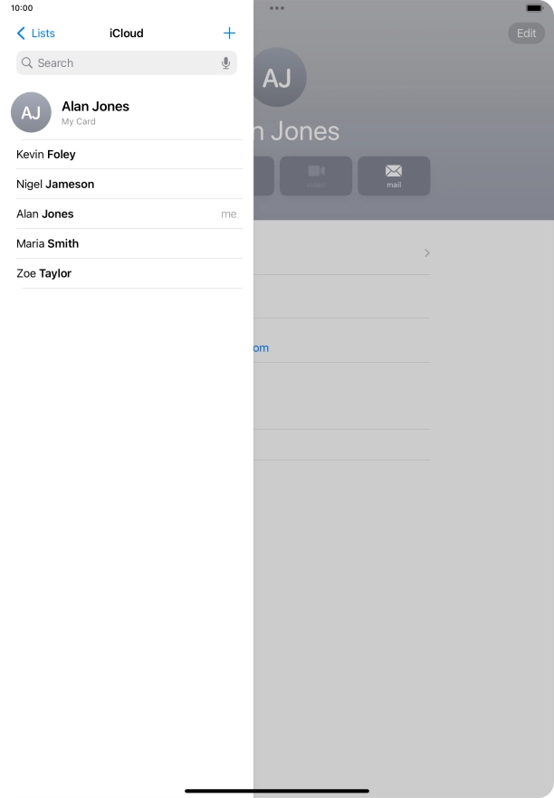 Press the required contact. Press the required contact.