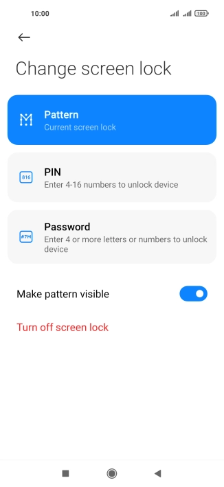 Key in the current phone lock code and press Turn off screen lock.