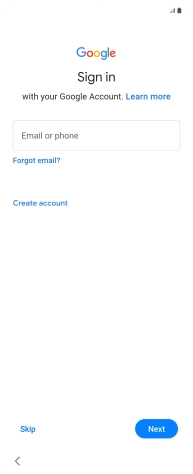 Press Email or phone and key in the username for your Google account. Press Email or phone and key in the username for your Google account.