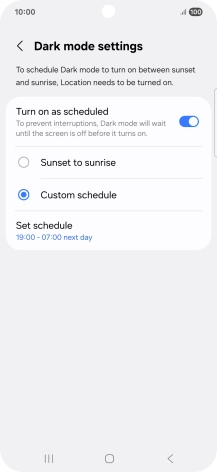 Press the required setting. Press the required setting.