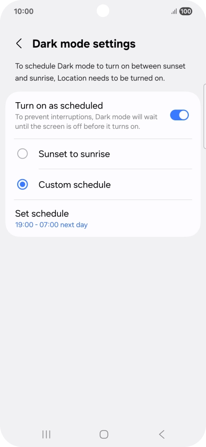 Press the required setting. Press the required setting.
