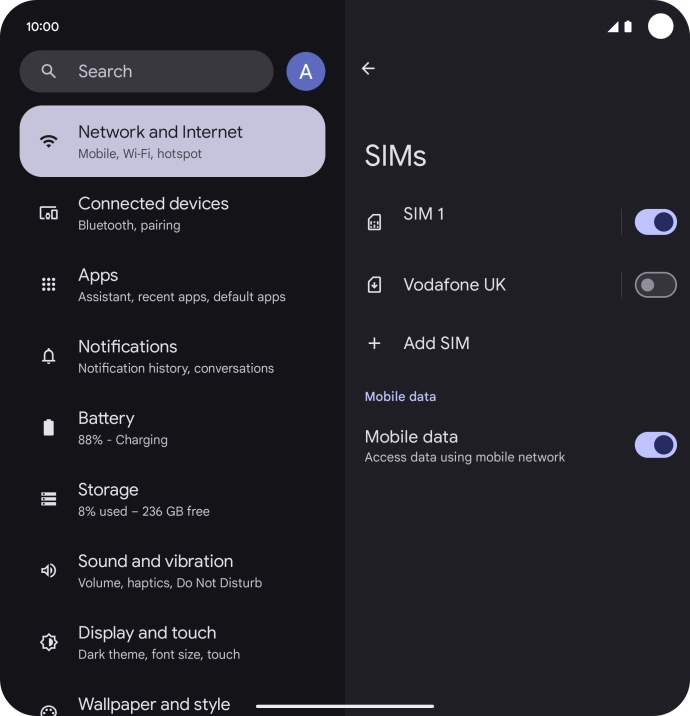 Press the required eSIM.