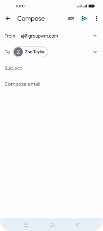 Press Subject and key in the subject for the email message.