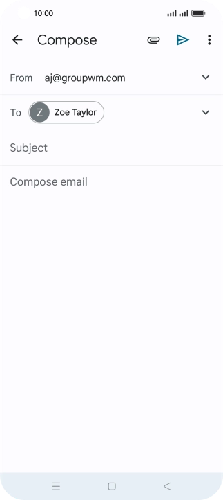 Press Subject and key in the subject for the email message.