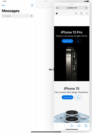 The application now displays on top of the other open application.