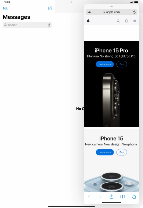 The application now displays on top of the other open application.
