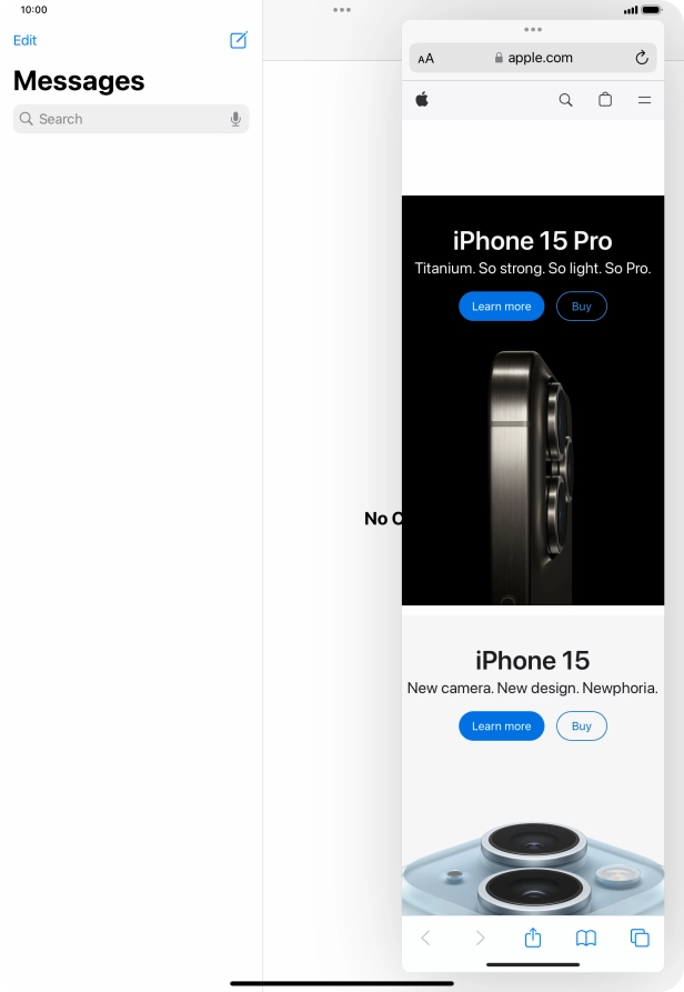 The application now displays on top of the other open application.