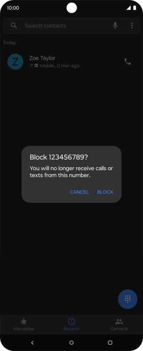 Press BLOCK to block the number.