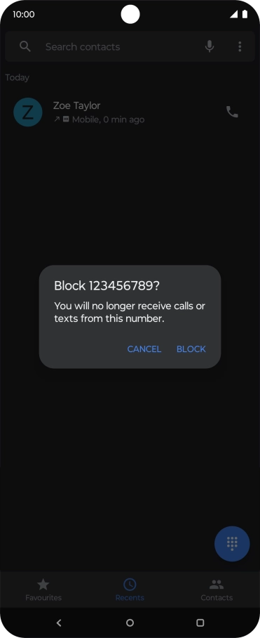 Press BLOCK to block the number.