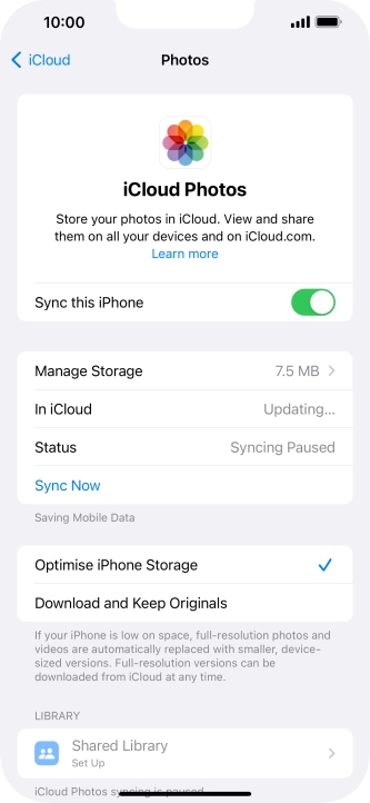 Press the indicator next to 