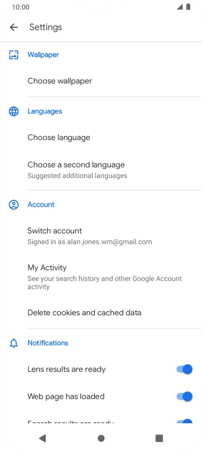 Press Choose language and follow the instructions on the screen to select the required language.