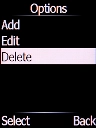 Select Delete and press the Left selection key.