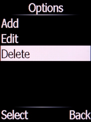 Select Delete and press the Left selection key.