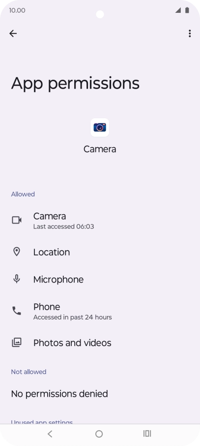 The app activity for the selected app is displayed.