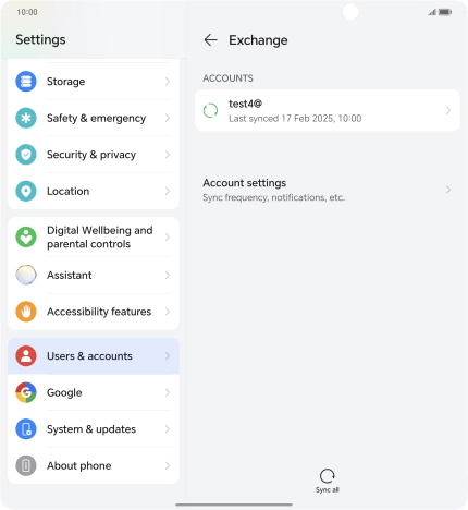 Press the required email account.