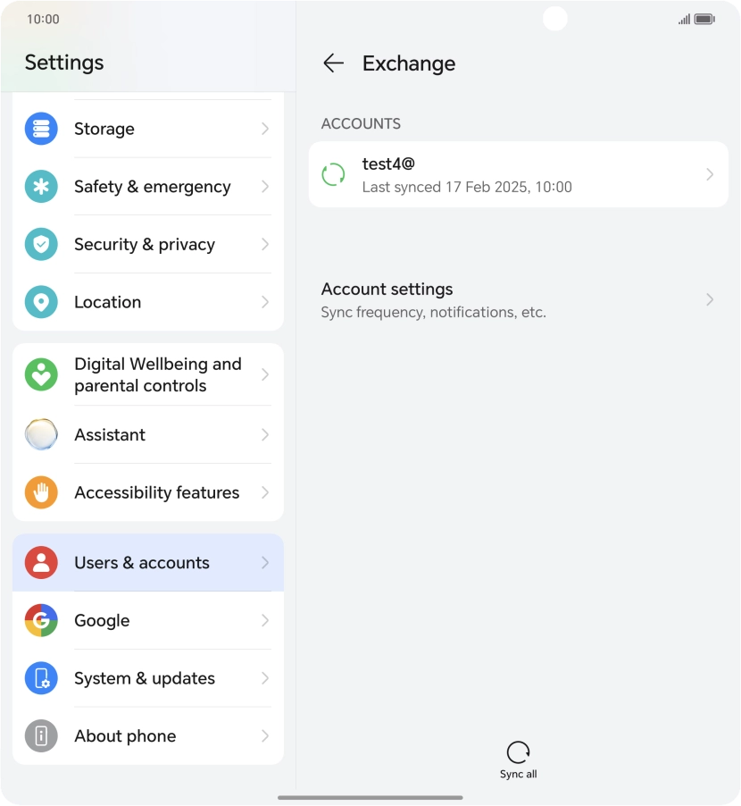 Press the required email account.