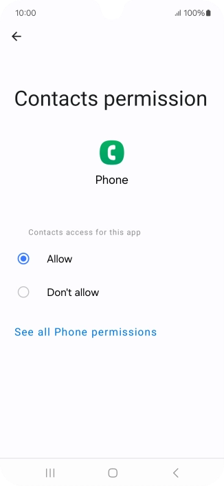 Press the required setting.