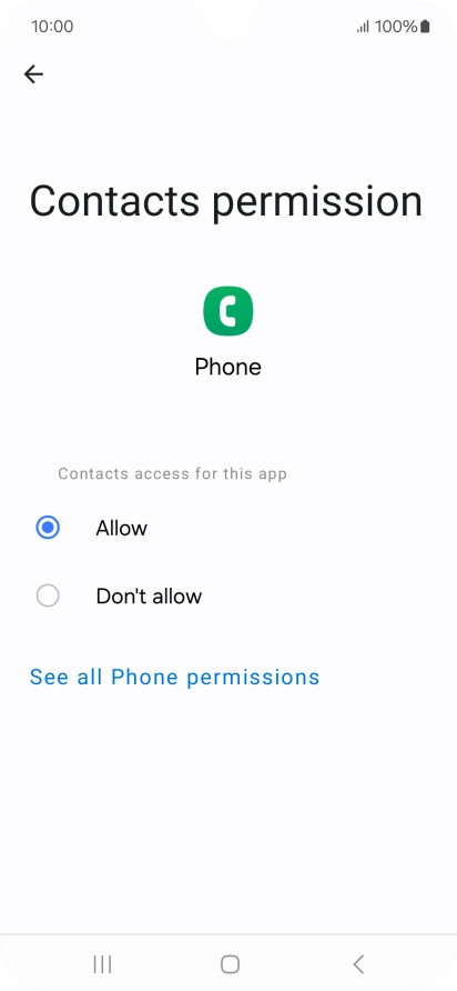 Press the required setting.