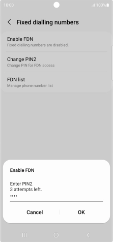 Key in your PIN2 and press OK. The default PIN2 is 1111.