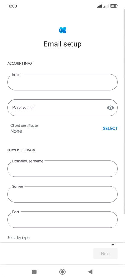 Press Password and key in the password for your email account.
