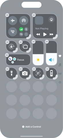 Press Add a control and follow the instructions on the screen to add the required function to Control Centre.