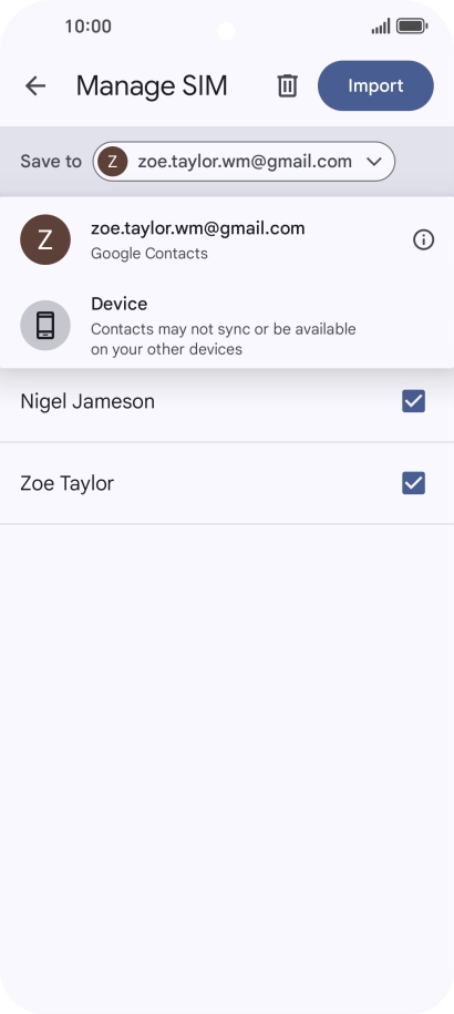 Press the required Google account. Press the required Google account.