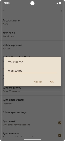 Key in the required sender name and press OK.