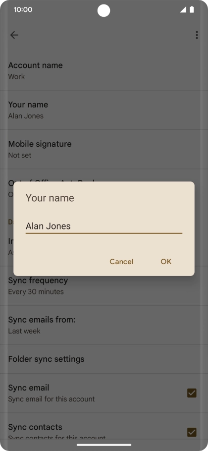 Key in the required sender name and press OK.