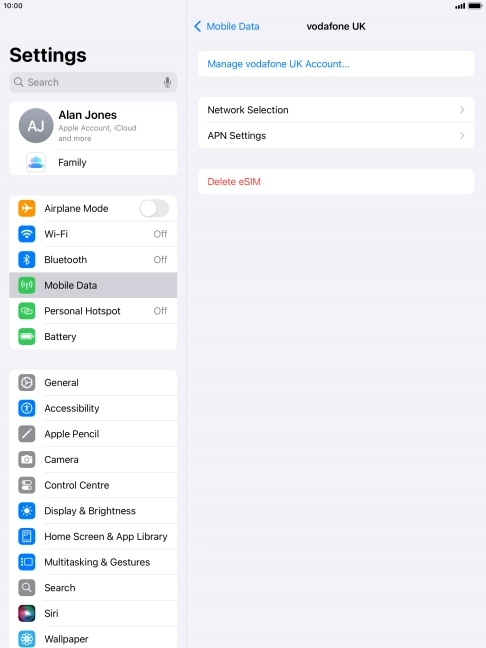 Press Delete eSIM. Press Delete eSIM.
