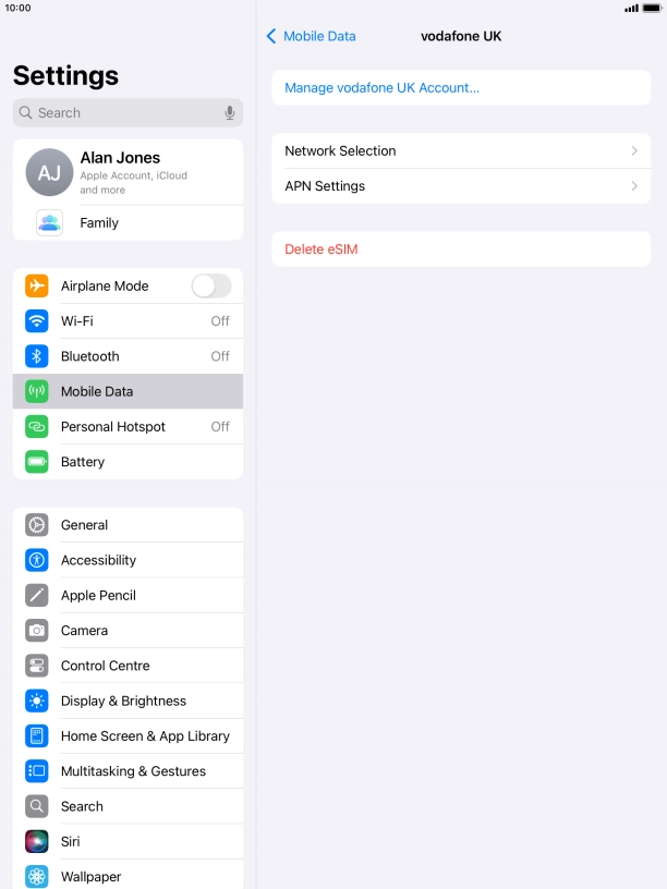 Press Delete eSIM. Press Delete eSIM.