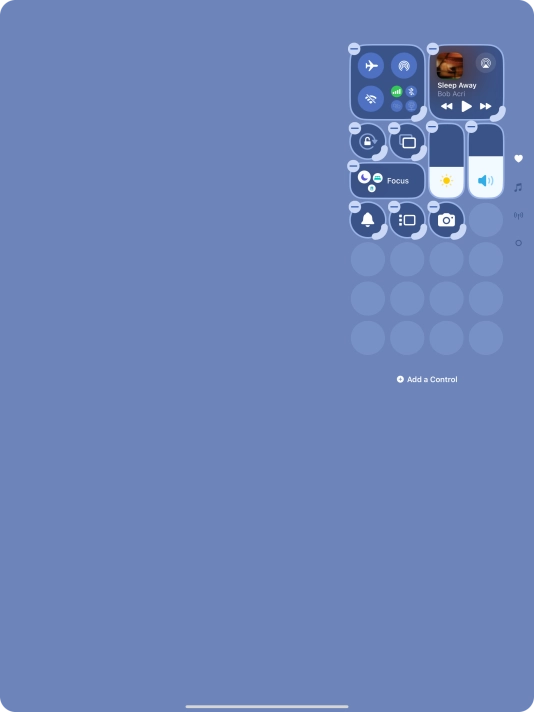 Press Add a Control and follow the instructions on the screen to add the required function to Control Centre.