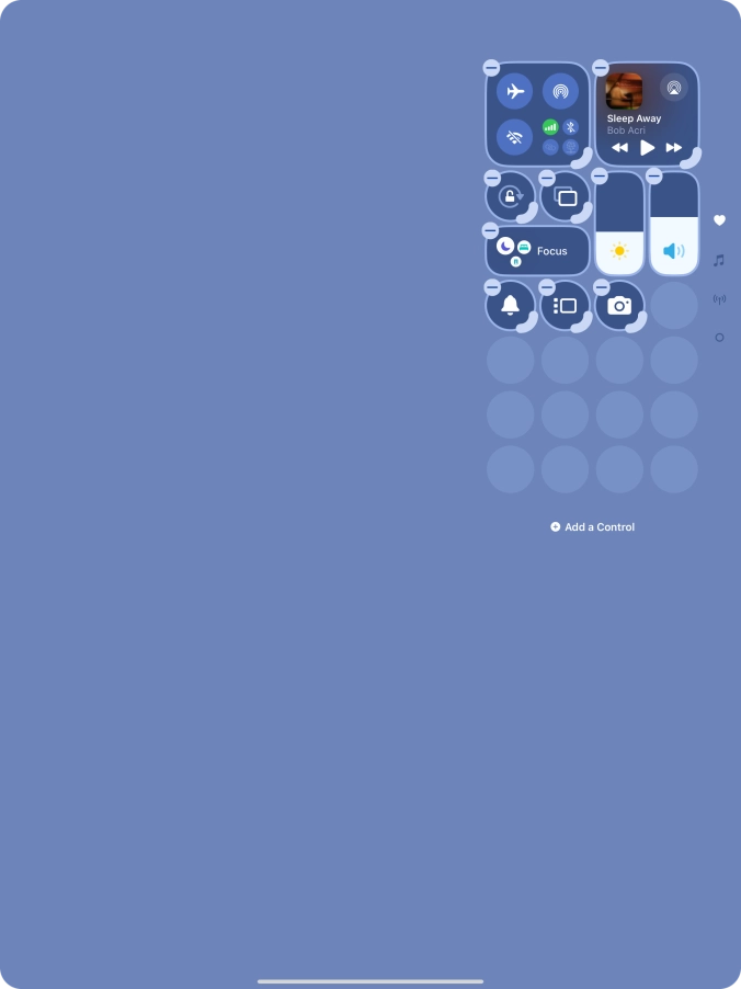 Press Add a Control and follow the instructions on the screen to add the required function to Control Centre.
