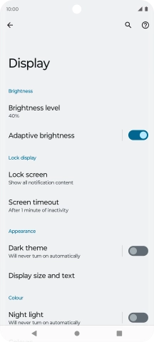 Press Screen timeout.