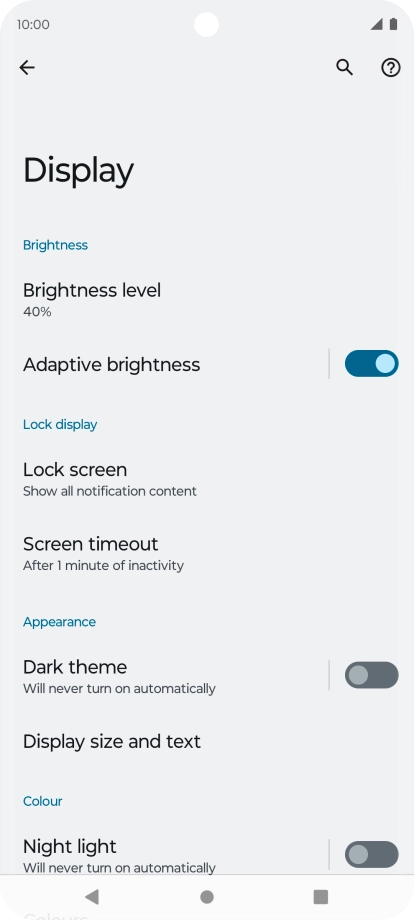 Press Screen timeout.
