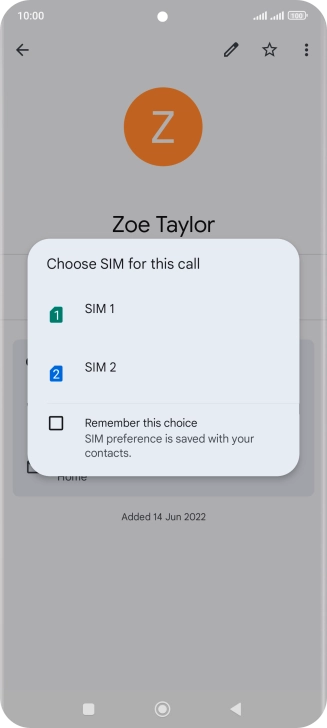 Press the required SIM.