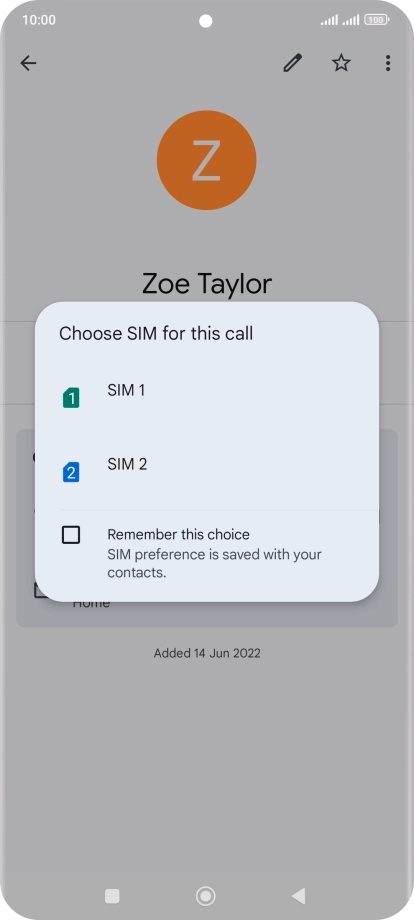 Press the required SIM.