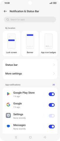 Press the indicators next to the required apps to turn the function on or off.