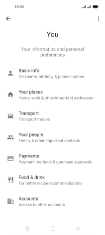 Press Basic info and follow the instructions on the screen to select phone owner settings.