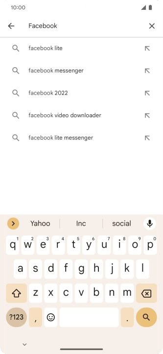 Key in Facebook and press the search icon.