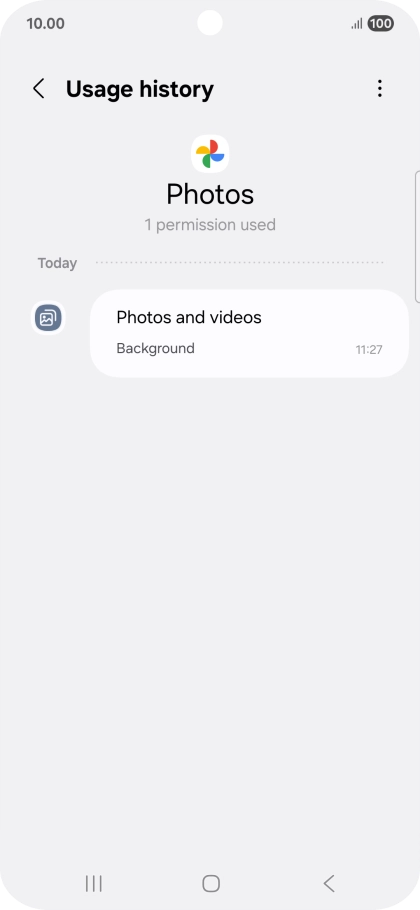 The app activity for the selected app is displayed.