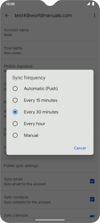 Press the required setting.